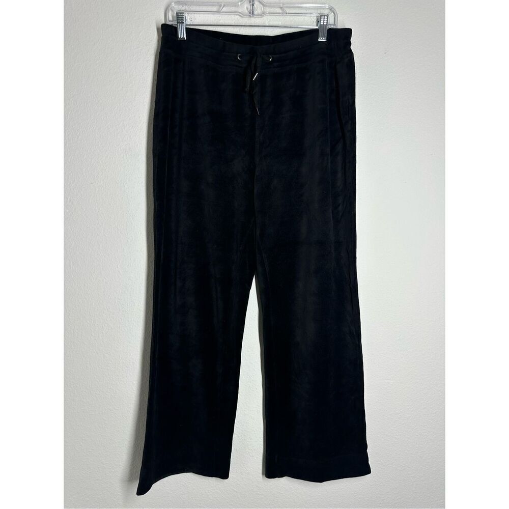 Onque Casual Women’s Morning Restor Straight Leg Velour Pants Black Sz L
